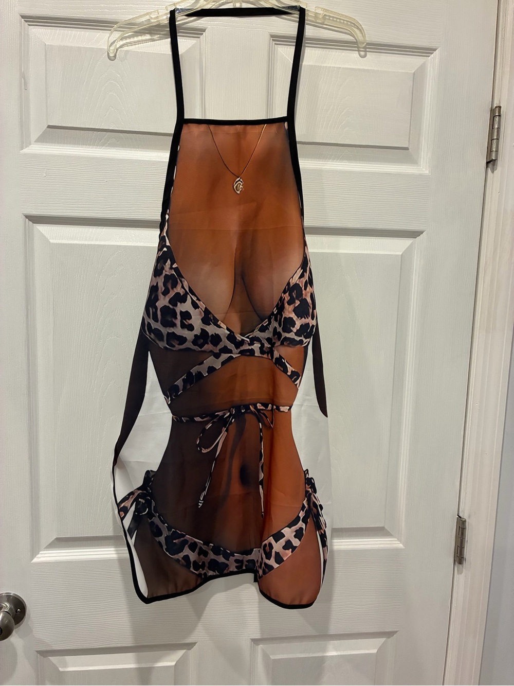 Leopard Bikini Photo-Print Apron - Brown & Black